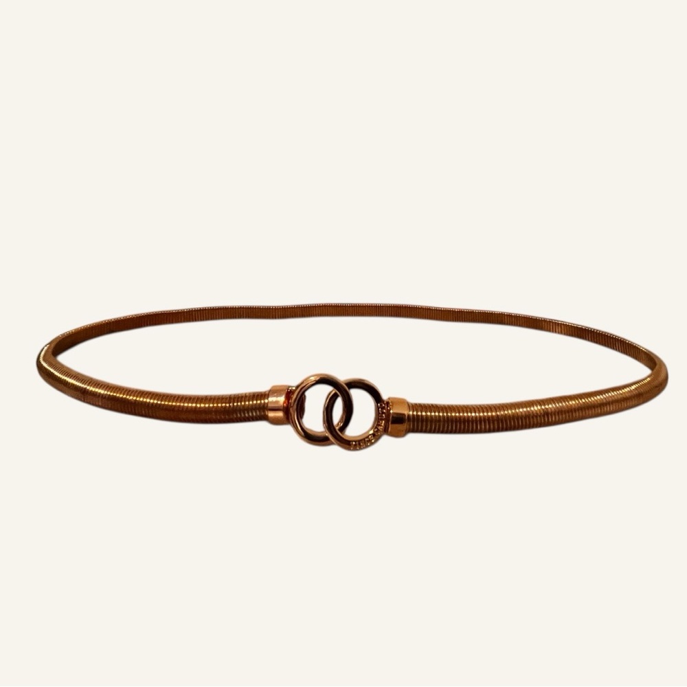 Vince Camuto Gold Metal Stretchy Belt with Double-Ring Buckle size L/XL